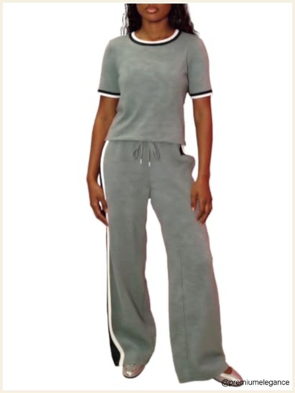 Women's 2 Piece Lounge Sets with Pockets, Short Sleeve, Wide Leg Pants, Casual